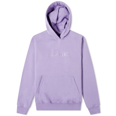 Dime Classic Logo Embroidered Hoody In Purple