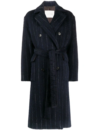 Mackintosh Laurencekirk Striped Wool-blend Coat In Blue