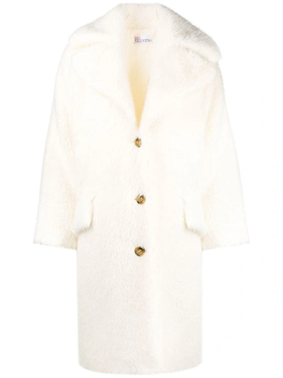 Red Valentino Ivory Faux Shearling Coat In Neutrals