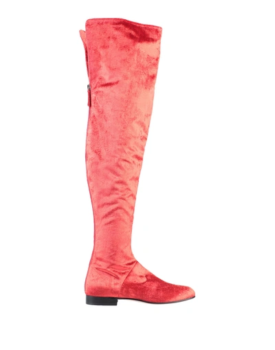 Alberta Ferretti Knee Boots In Red