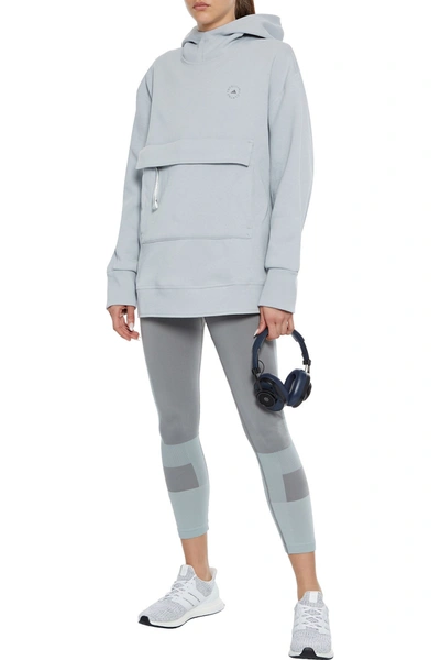 Adidas By Stella Mccartney Printed Cotton-blend Jersey Hoodie In Sky Blue