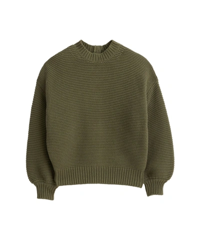 Alex Mill Button-back Crewneck Sweater In Olive