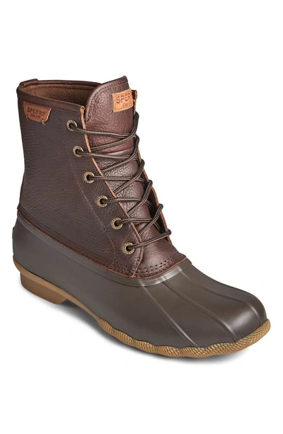 Sperry Saltwater Duck Waterproof Rain Boot In Tan/brown