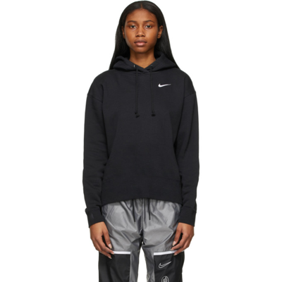 Nike Black Sportswear Essential Cropped Hoodie In Black,white