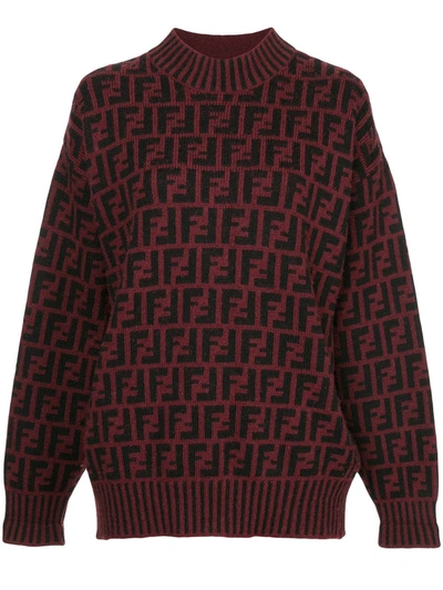 Pre-owned Fendi Zucca Pattern Knit Top In Red