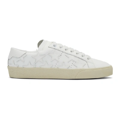 Saint Laurent 10mm Court Classic Star Leather Sneakers In White