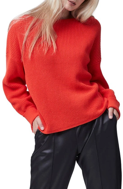 French Connection Moss Stitch Mozart Honeycomb Knit Sweater In Black