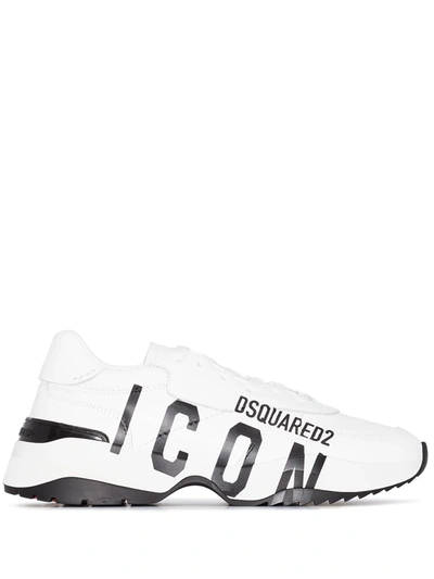 Dsquared2 Men's Shoes Leather Trainers Sneakers D24 Icon In White | ModeSens