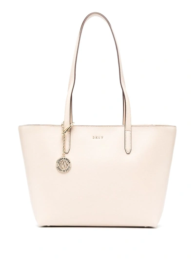 Dkny Sutton Leather Bryant Medium Tote In Beige