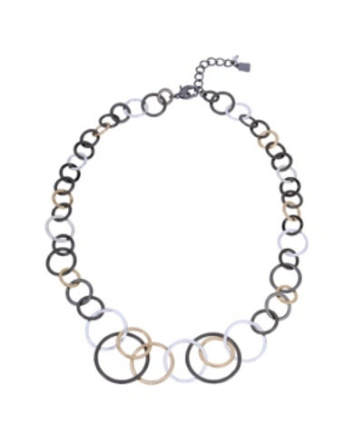 Robert Lee Morris Soho Tri-tone Circle Link Collar Necklace, 23" + 2" Extender In Tritone