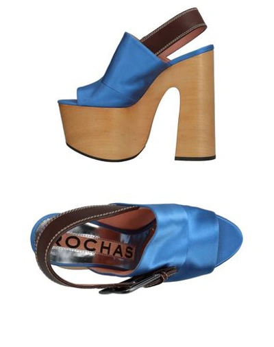 Rochas Slingback Platform Sandals In Pastel Blue