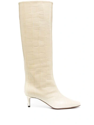 L'autre Chose Crocodile-effect Knee-high Boots In Neutrals