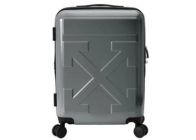 Pre-owned Off-white Quote Luggage "for Travel" Grey