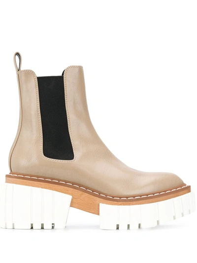 Stella Mccartney Emilie Platform Chelsea Boots In Beige