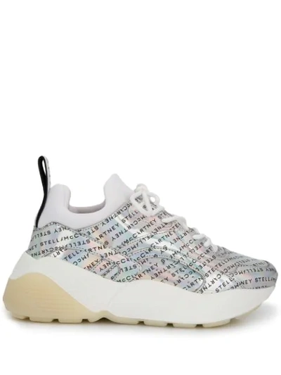 Stella Mccartney Eclypse Iridescent Logo-print Trainers In Silver,black,white