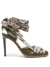 Altuzarra Python-print Ribbon D'orsay Leather Pumps In Dark Olive-green