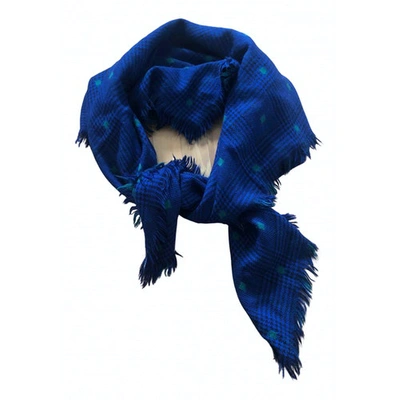 Pre-owned Versace Wool Scarf In Blue