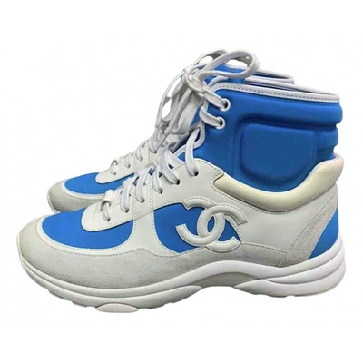 Pre-owned Chanel Ankle Strap Trainers In Blue