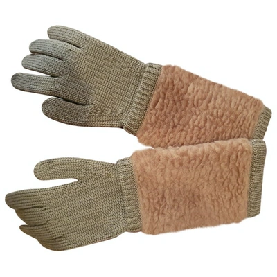 Pre-owned Prada Wool Long Gloves In Beige
