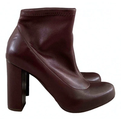 Pre-owned Chloé Leather Ankle Boots In Burgundy