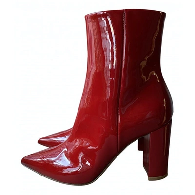 Pre-owned Gianvito Rossi Patent Leather Ankle Boots In Red