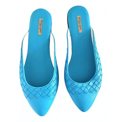 Pre-owned Bottega Veneta Leather Sandals In Turquoise