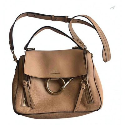 Pre-owned Chloé Faye Day Leather Crossbody Bag In Beige