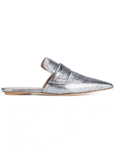 Marni Silver Leather Rising Sabot Mules