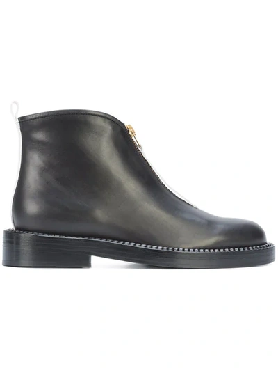 Marni Contrast Fixed Zip Ankle Boots In Black In Black Limestone