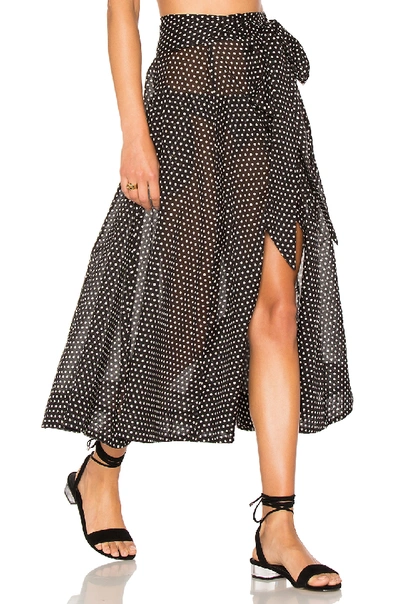 Lisa Marie Fernandez Polka-dot Print Semi-sheer Cotton-voile Skirt In Black