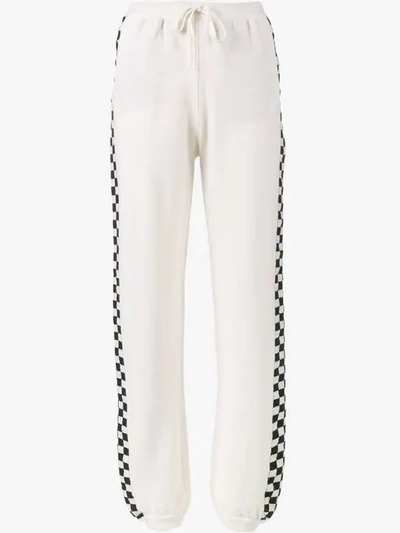 Stella Mccartney Checkerboard-trim Virgin Wool Jogger Pants, White/black
