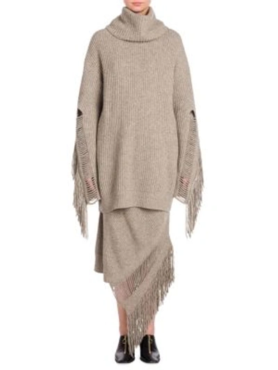 Stella Mccartney Fringe Sleeve Sweater - Neutrals