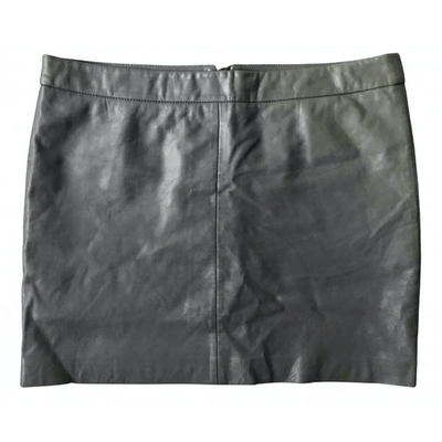 Pre-owned Ganni Leather Mini Skirt In Grey
