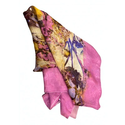 Pre-owned Roberto Cavalli Silk Stole In Pink