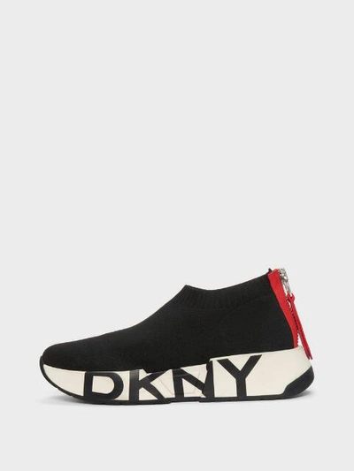 Dkny Marcel Zip-embellished Trainers In Black ModeSens