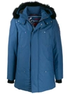 Moose Knuckles Saint Ulric Parka With Shearling In Chambray Blue