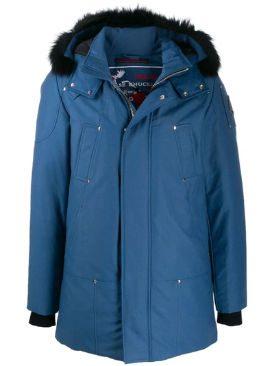 Moose Knuckles Saint Ulric Parka With Shearling In Chambray Blue