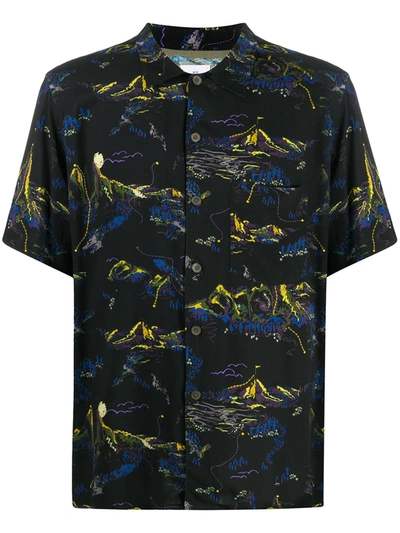 Ps By Paul Smith Casual Fit Floral Short Sleeve Shirt In Black