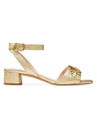 Kate Spade Women's Lagoon Heart Chain Metallic Leather Sandals In Pale Gold
