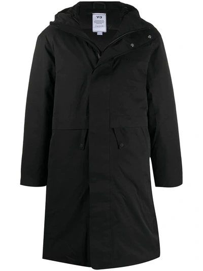 Y-3 Dorico Hooded Parka Coat In Black