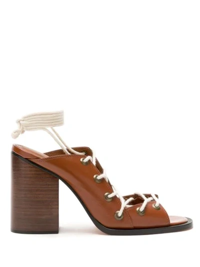 Nk Leather Tie Sandals In Brown