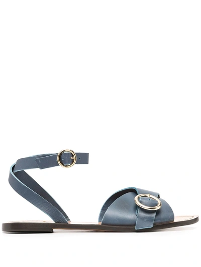 Tila March Sedano Leather Buckle-strap Sandals In Blue