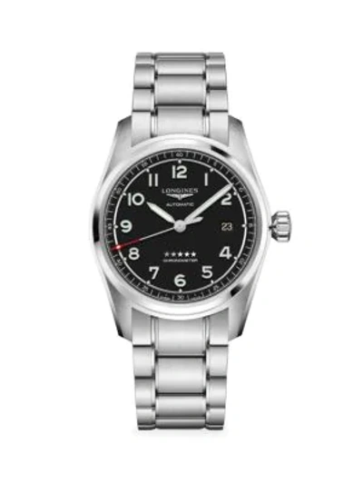 Longines Spirit 40mm Stainless Steel Bracelet Watch In Black
