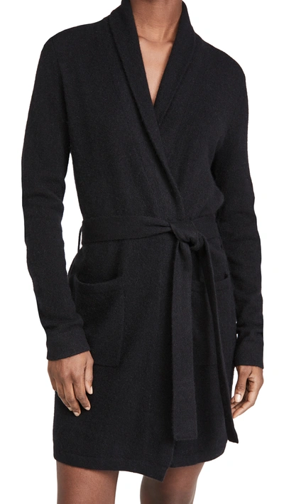 White + Warren Cashmere Robe In Black