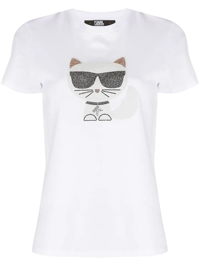 Karl Lagerfeld Cat Print T-shirt In White