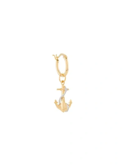 True Rocks 2 Tone 18kt Gold Plated & Sterling Silver Mini Anchor Charm On Gold Plated Hoop