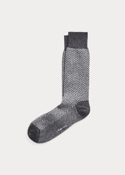Polo Ralph Lauren Herringbone Cashmere-blend Dress Socks In Black