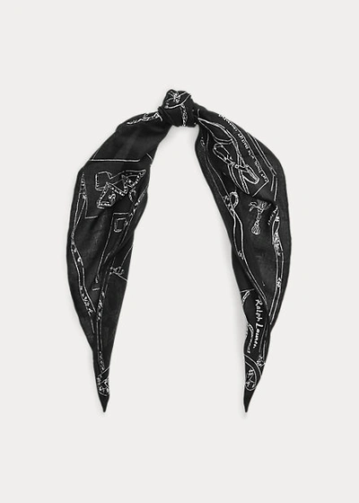 Ralph Lauren Graphic-print Cotton Headscarf In Black/cream