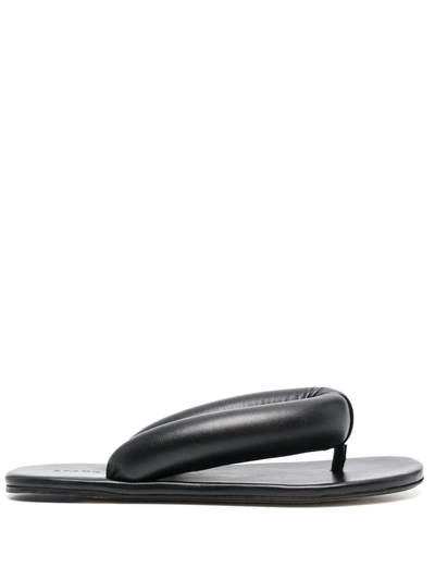 Staud Rita Puffy Napa Flat Thong Sandals In Black