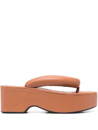 Staud Chunky-platform Thong-strap Sandals In Tawny